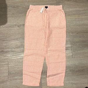 Jcrew linen pink striped linen pants
